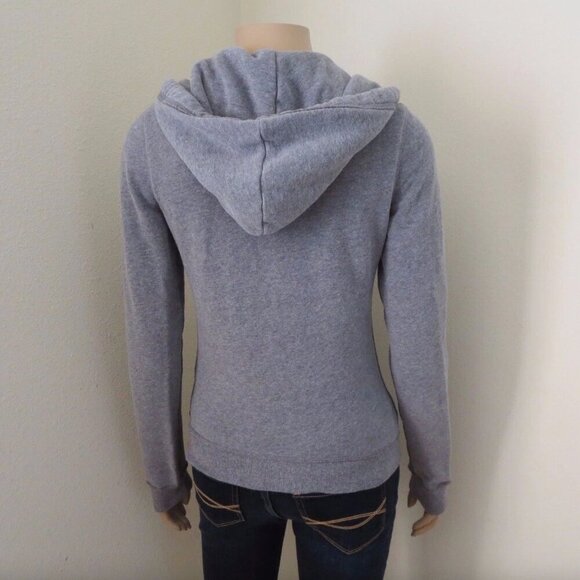 Hollister Womens Logo Fleece Jacket Size XS Hoodie Gray Surf - Picture 4 of 5